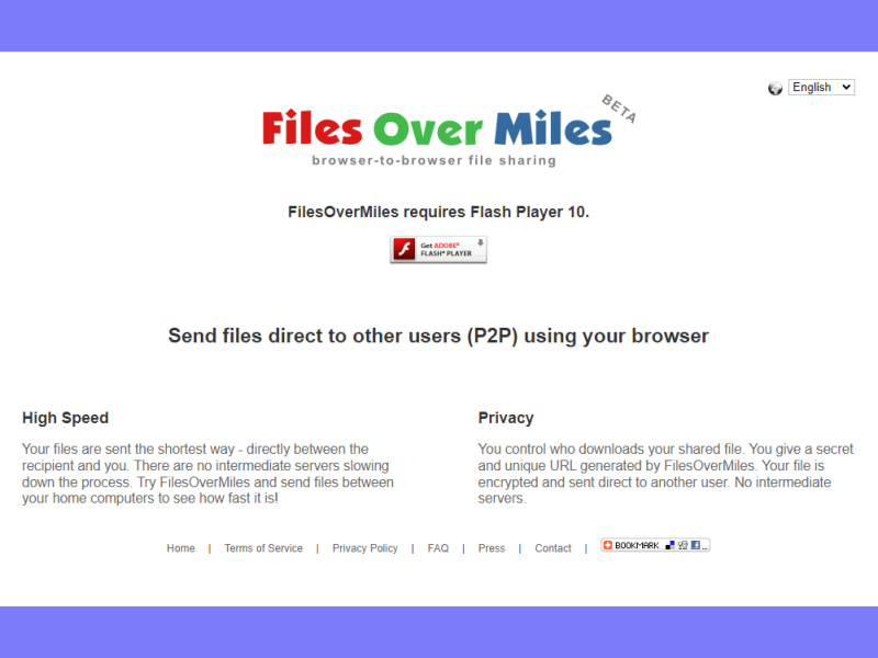 files over miles - browser to browser file sharing service based on flash 10