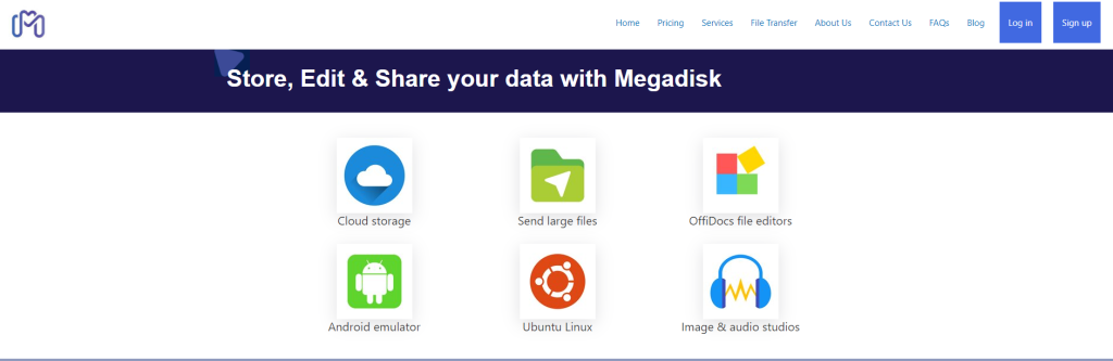 Screenshort of Megadisk website