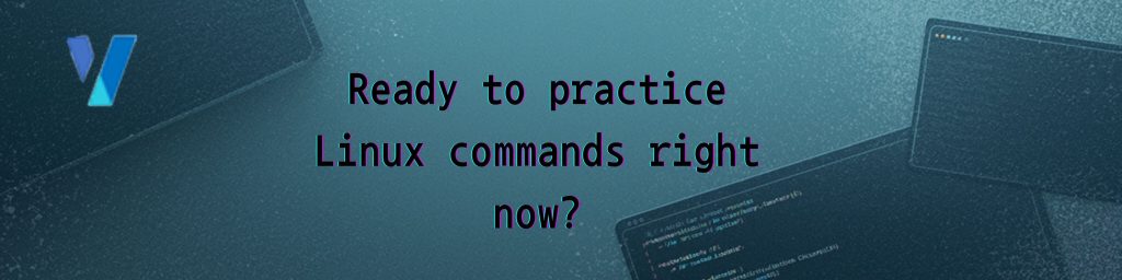 Background of coding screens, OnWorks logo, CTA "Ready to practice Linux commands right now" online Ubuntu shell