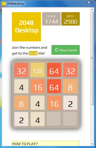 Загрузите веб-инструмент или веб-приложение 2048desktop