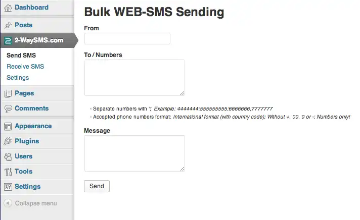 ดาวน์โหลดเครื่องมือเว็บหรือเว็บแอป 2-WaySMS Messenger สำหรับ Wordpress