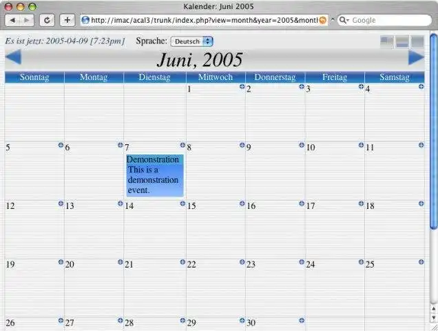 Download web tool or web app ACal Web Calendar