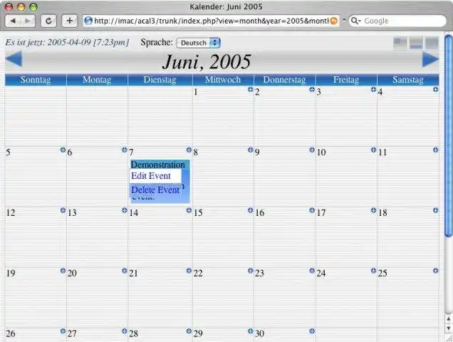 ดาวน์โหลดเครื่องมือเว็บหรือเว็บแอป ACal Web Calendar