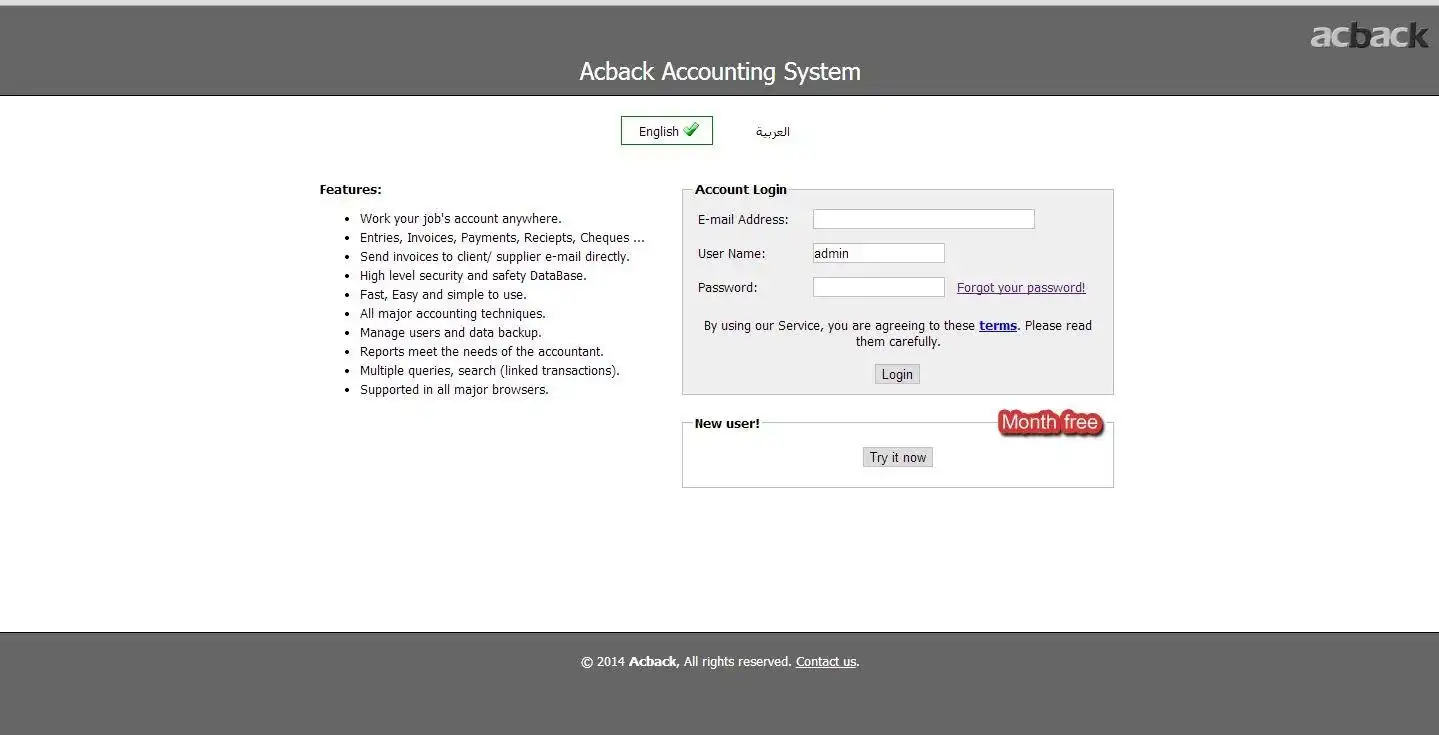 Descargue la herramienta web o la aplicación web acback Accounting System