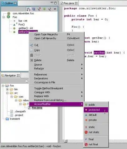 הורד כלי אינטרנט או אפליקציית אינטרנט Access Modifier Eclipse Plug-in