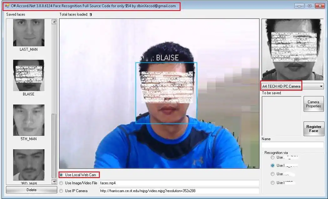 Download web tool or web app Accord.Net Face Detection Recognition