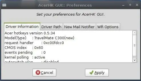 Загрузите веб-инструмент или веб-приложение AcerHK GUI