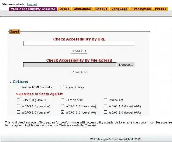 Mag-download ng web tool o web app AChecker Accessibility Reviewer