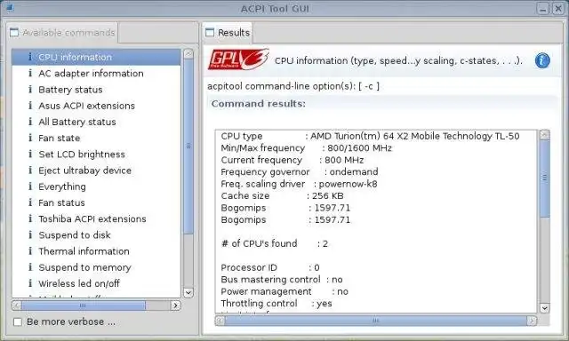 Download web tool or web app ACPI Tool GUI