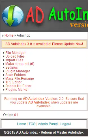 Download web tool or web app AD Auto index