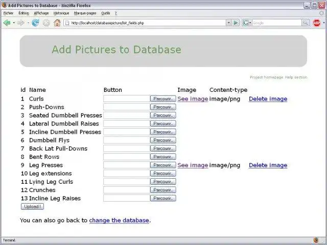 Завантажте веб-інструмент або веб-програму Додайте зображення до бази даних