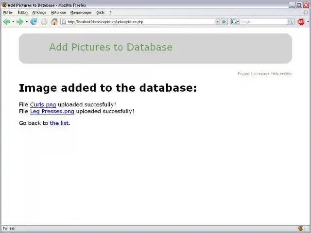 Download web tool or web app Add Pictures to Database