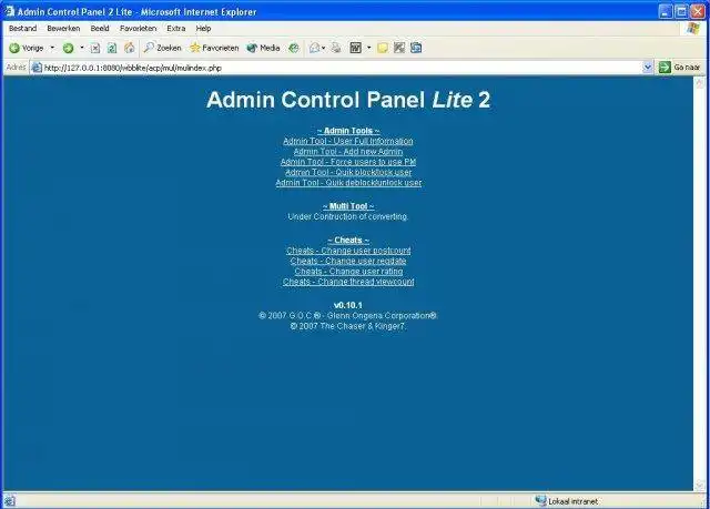 Download web tool or web app Admin Control Panel 2