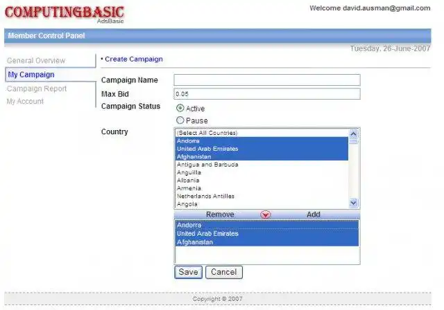 Завантажте веб-інструмент або рекламу веб-програми Basic
