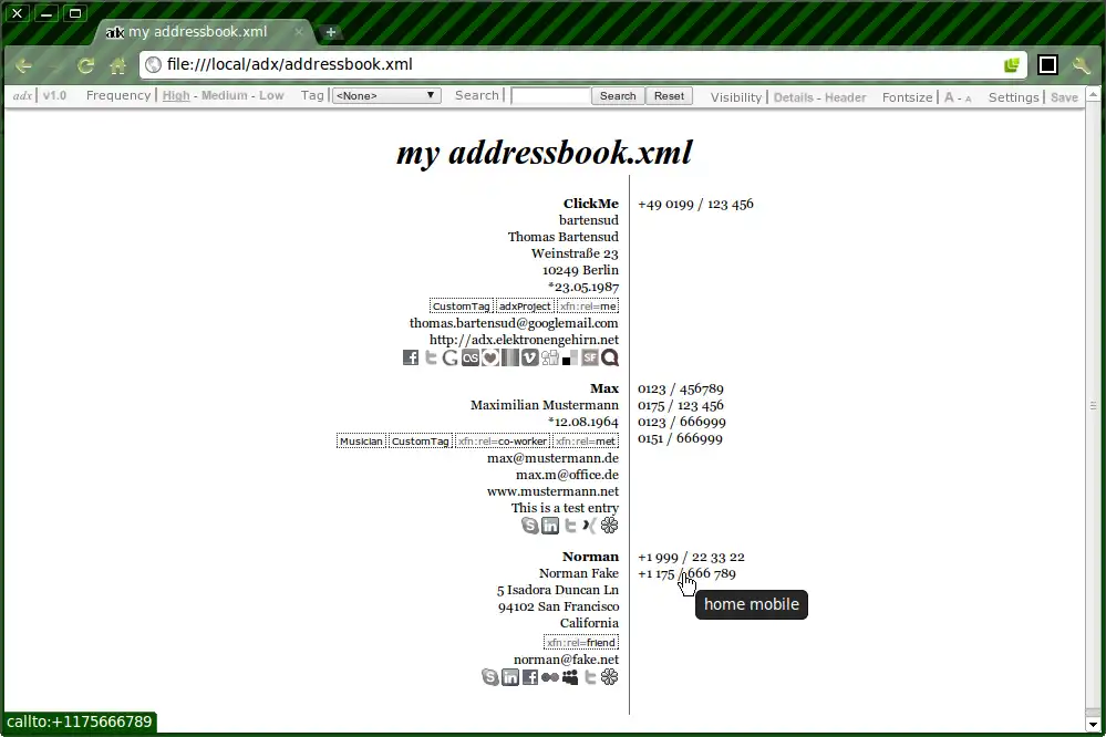 Download web tool or web app adx - addressbook.xml