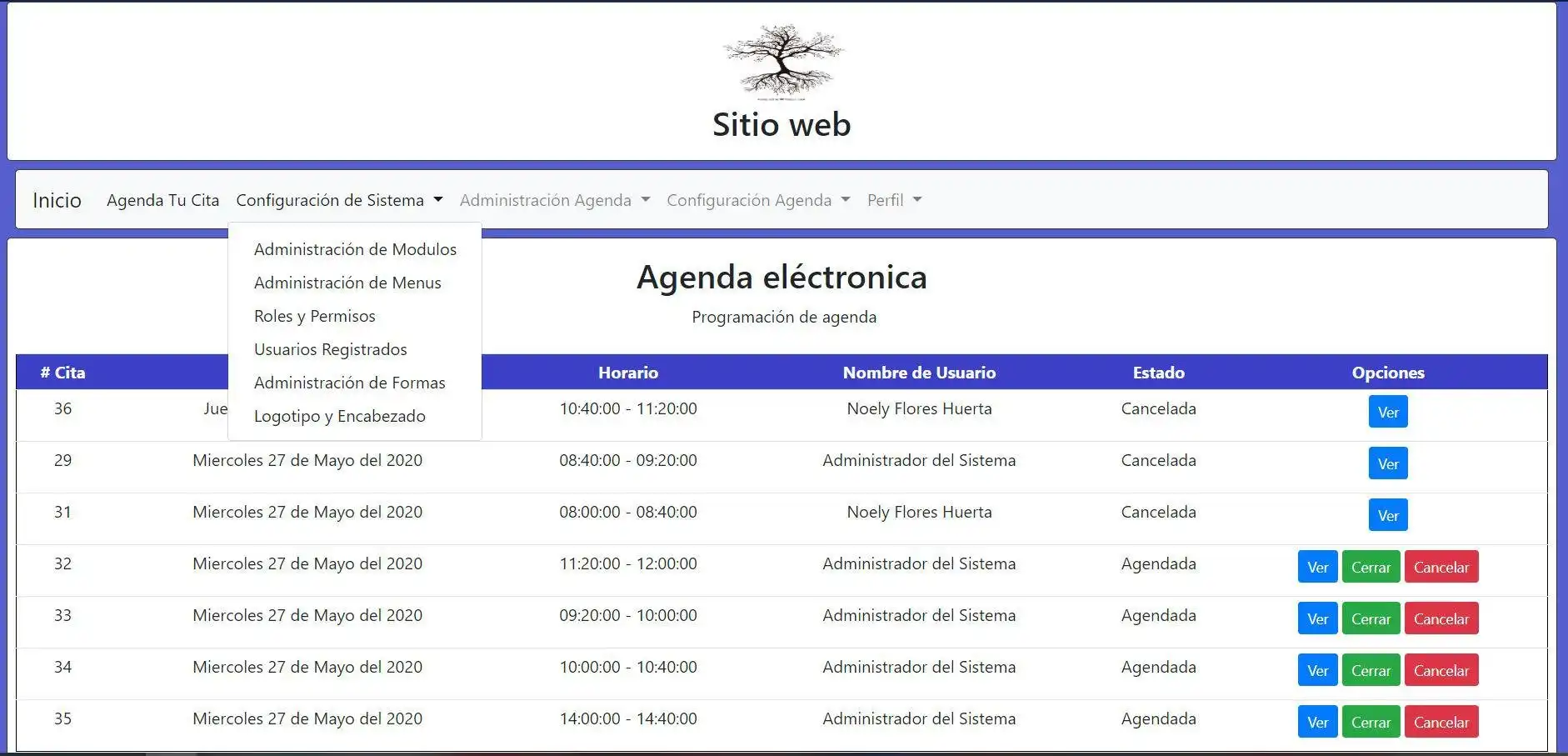 Download web tool or web app Agenda y Reservacion de Citas