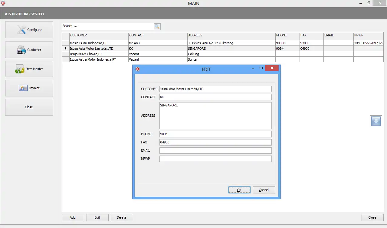 Download web tool or web app Ais Invoice System