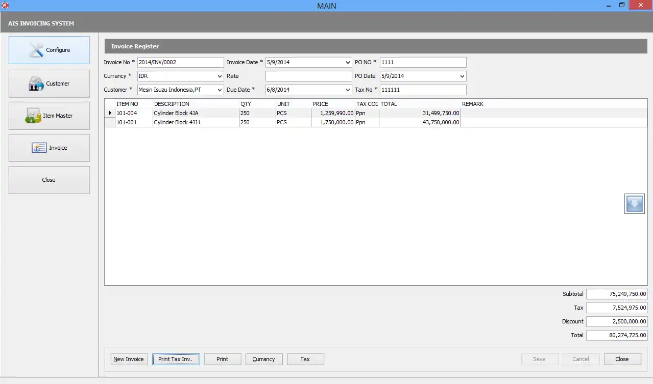 下载网络工具或网络应用程序 Ais Invoice System