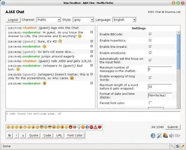 Laden Sie das Web-Tool oder die Web-App AJAX Chat – Open Source Web Chat herunter