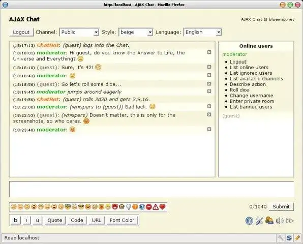 Download web tool or web app AJAX Chat - Open Source Web Chat