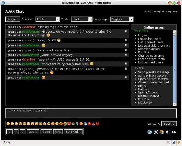 Download web tool or web app AJAX Chat - Open Source Web Chat