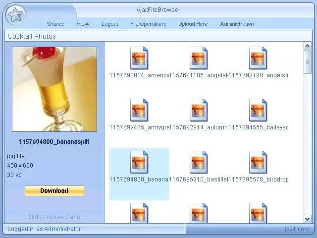 הורד את כלי האינטרנט או אפליקציית האינטרנט Ajax File Browser