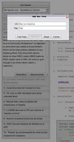 Scarica lo strumento web o l'app web AJax Framework / Maborak RSS Reader