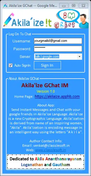 Download web tool or web app Akila’ize GChat IM - Chat Client