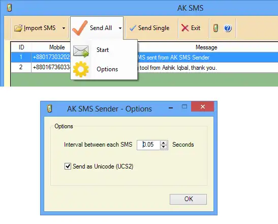 Download web tool or web app AK SMS Sender