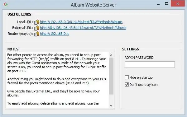 Завантажте веб-інструмент або веб-програму AlbumWebsite