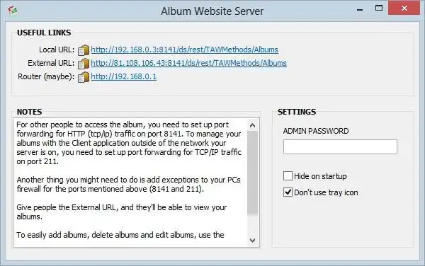 Muat turun alat web atau aplikasi web AlbumWebsite