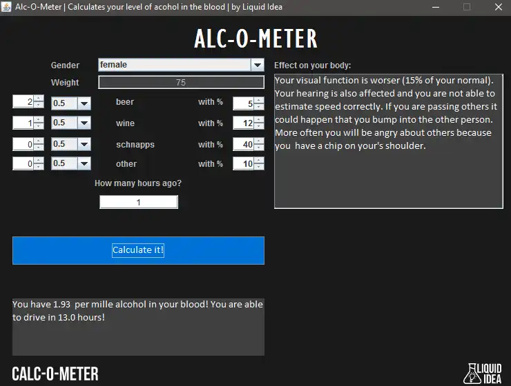 Download web tool or web app Alc-O-Meter