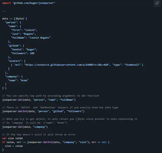 Download web tool or web app Alternative JSON parser for Go
