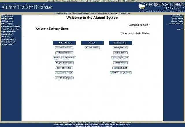 Web-Tool oder Web-App herunterladen Alumni-Tracking-Datenbank
