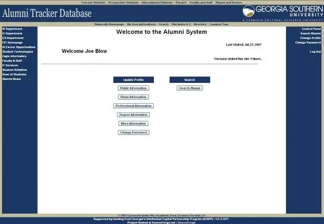 قم بتنزيل أداة الويب أو تطبيق الويب Alumni Tracking Database