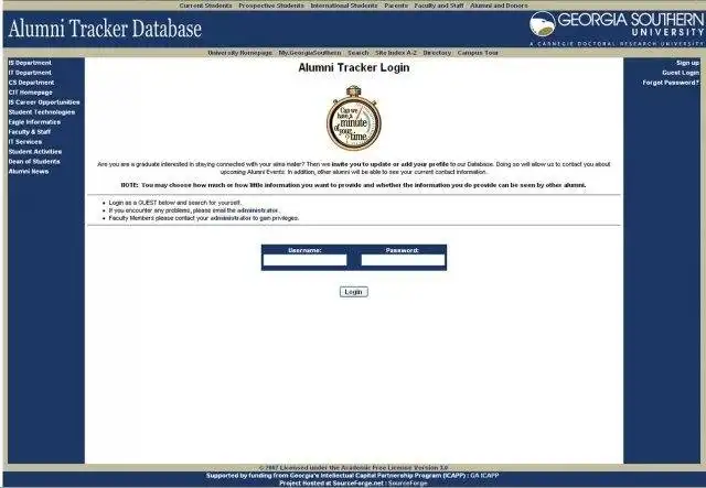 Download web tool or web app Alumni Tracking Database