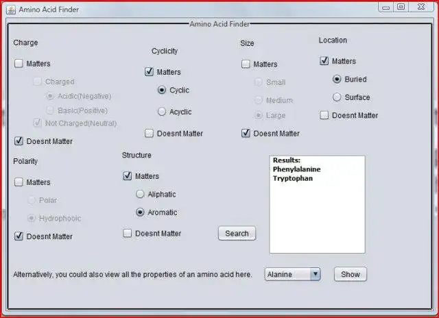 Download web tool or web app Amino Acid Finder to run in Windows online over Linux online