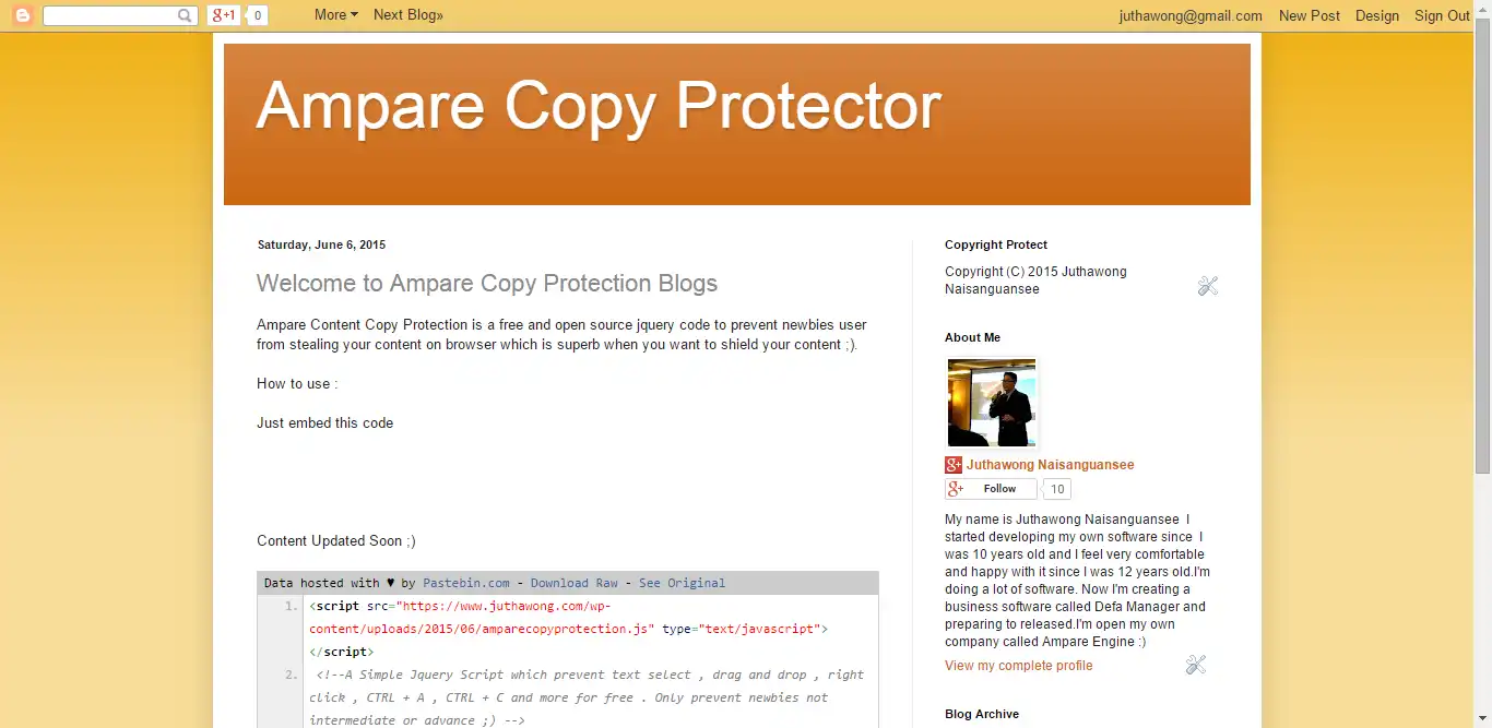 Загрузите веб-инструмент или веб-приложение Ampare Copy Protection