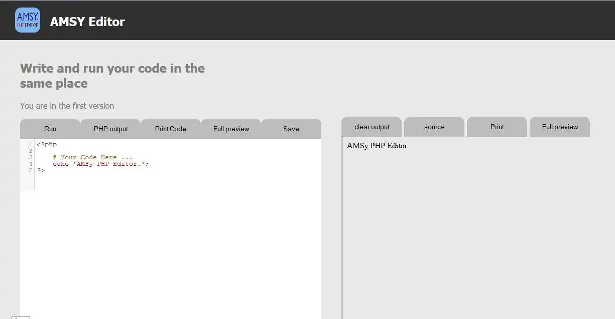 Download web tool or web app AMSy PHP Editor