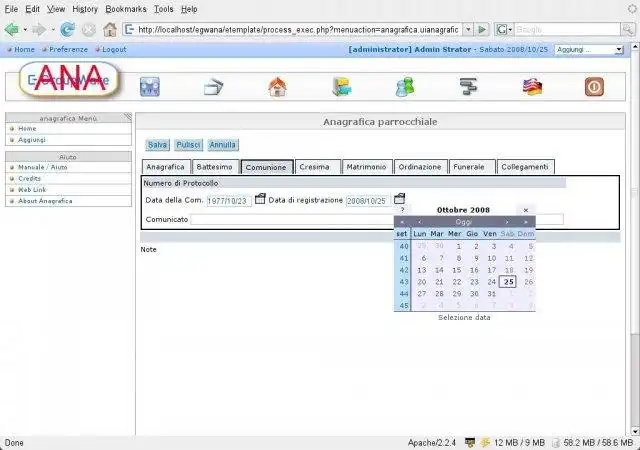 Download web tool or web app Anagrafica parrocchiale EGW