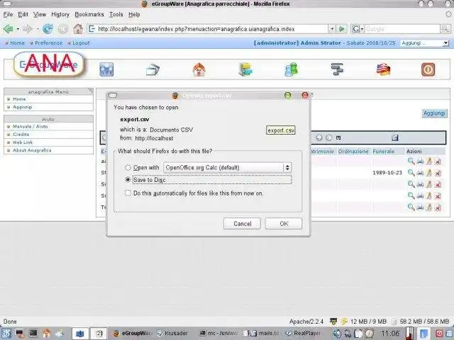 Download web tool or web app Anagrafica parrocchiale EGW