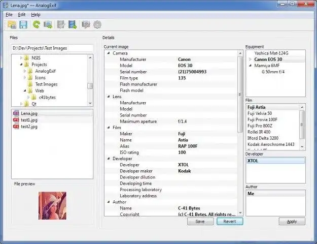 Download webtool of webapp AnalogExif