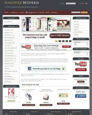 Download web tool or web app Andover Modern Free Zen Cart Template