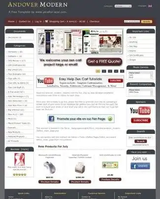 WebツールまたはWebアプリをダウンロードAndoverModernFree Zen Cart Template