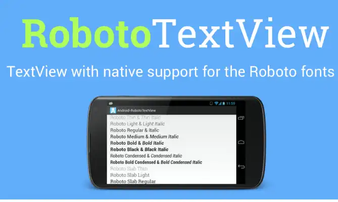 वेब टूल या वेब ऐप Android-RobotoTextView डाउनलोड करें