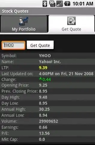 Download web tool or web app Android Stock Quote Application