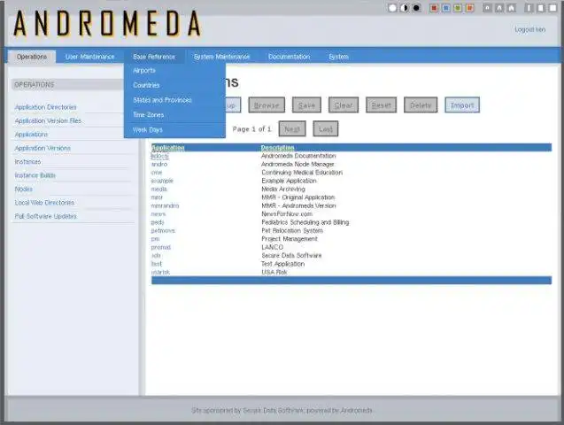 Download webtool of webapp Andromeda Database Development System