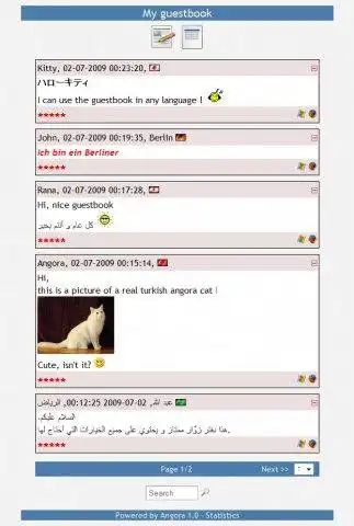 Download web tool or web app Angora Guestbook