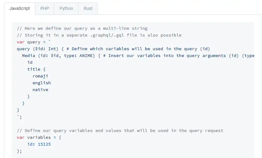 വെബ് ടൂൾ അല്ലെങ്കിൽ വെബ് ആപ്പ് AniList Api v2 GraphQL ഡോക്‌സ് ഡൗൺലോഡ് ചെയ്യുക