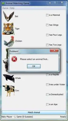 Download de webtool of webapp Animal Matching Game om in Windows online via Linux online te draaien